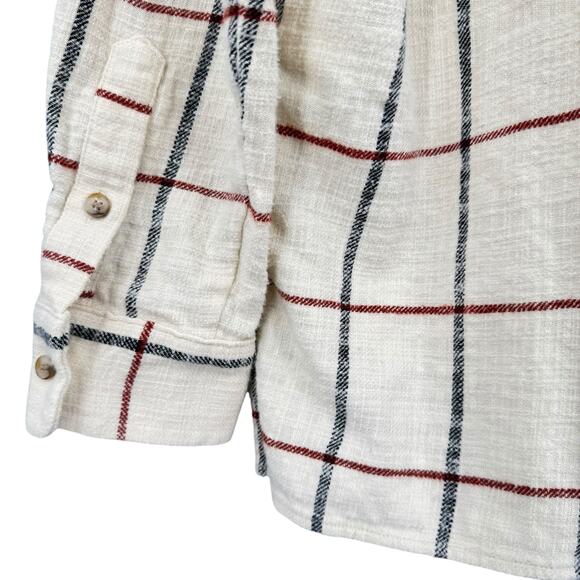 Madewell Cream Windowpane Flannel Oversized Ex-Boyfriend Long Sleeve Shirt - Picture 9 of 14